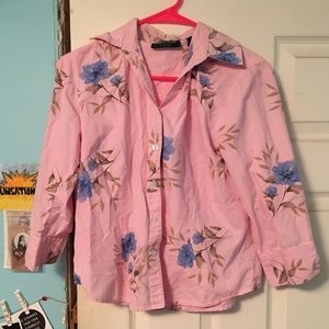 Cropped Floral Button Down Blouse